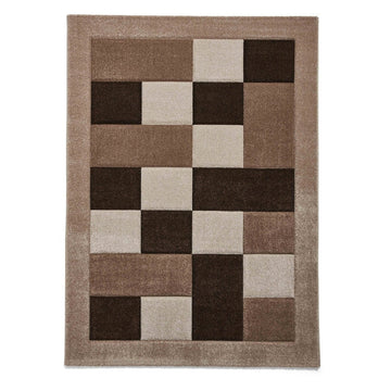 Brooklyn BRK04 Modern Geometric Patchwork Blocks Border Soft Carved Durable Short Pile Beige Rug-Think Rugs-Rug Love - The Most Loved Rug Store
